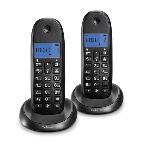 Motorola Telefono Fijo inalambrico digital dect c1002lb+ pack duo color negro 2 unidades c1001l c1002lb+duo c1002 manos c1002l