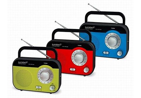 Radio portátil - Sunstech RPS560 RD Rojo, Sintonizador AM/FM, Pila y red