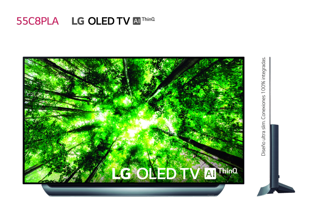 TV OLED 55" - LG OLED55C8PLA, UHD 4K Cinema HDR, Procesador 9, AI Smart TV ThinQ webOS 4.0, Sonido