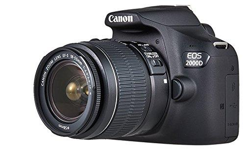 Cámara réflex - Canon KIT EOS 2000D + Objetivo 18-55 IS II + SD 16Gb + Funda, 24.1 MP, Video Full HD, Wifi