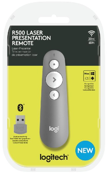 Presentador láser - Logitech R500 Laser Presentation Remote, Gris