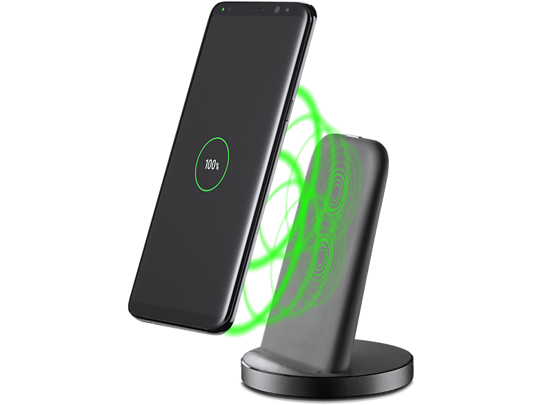 Cargador inal mbrico CellularLine Wireless Charger Stand Carga r pida Luz LED Negro