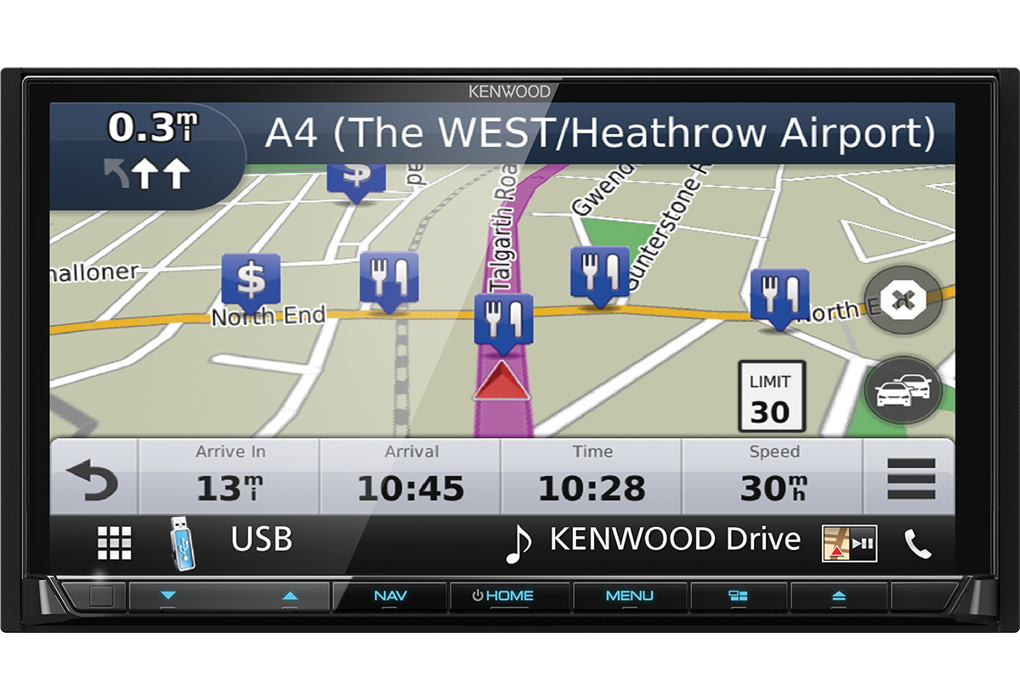 Autorradio - Kenwood DNX-8180DABS, 7" VGA Táctil, GPS, DVD, 4 x 50 W, Bluetooth, CD, USB, Radio,