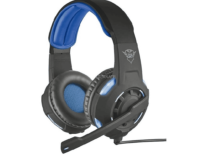 Auriculares gaming - Trust GXT 350 Radius 7.1 Binaural, Diadema, Micrófono, Negro/Azul