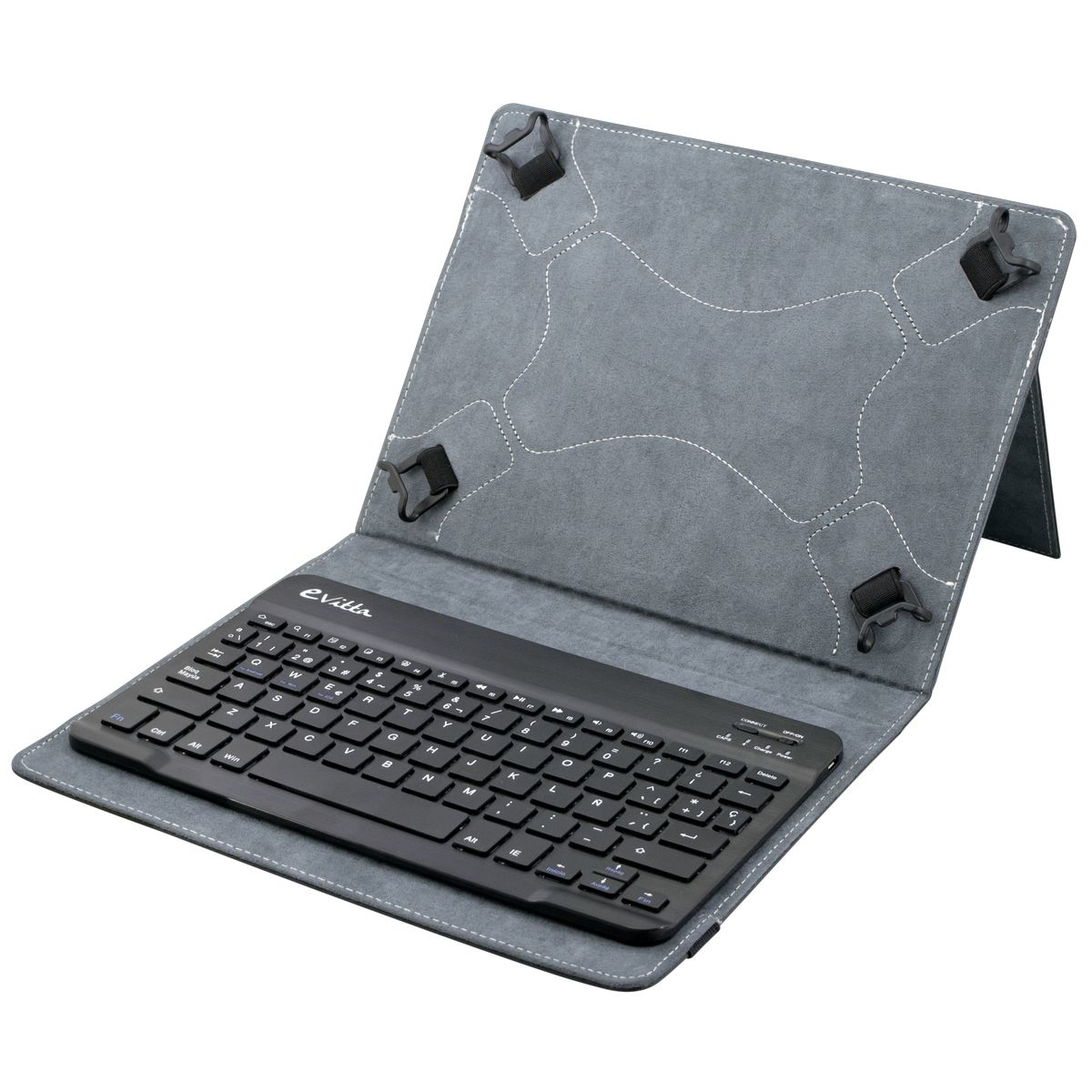 Funda con teclado para tablet de 7-8 pulgadas - E-vitta KeyTab Pure, negra, interior de terciopelo
