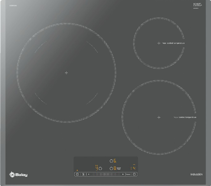 Encimera - Balay 3EB965AU, Vitrocerámica, Eléctrica, Inducción, 3 zonas, 28 cm