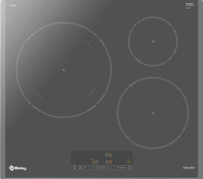 Encimera - Balay 3EB865AQ, Inducción, Eléctrica, 3 zonas, 28 cm, Gris antracita