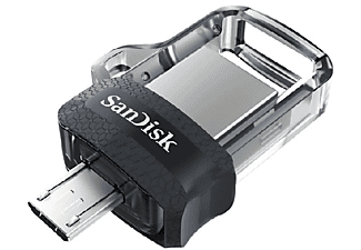 Memoria USB 128 GB - SanDisk Ultra Dual Drive m3.0, Micro USB y USB 3.0, 130 MB/s, Con Memory Zone, OTG, Gris