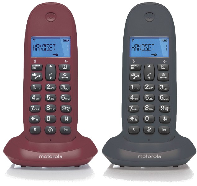 Motorola C1002 Dect identif lb+ telefono duo grisgranate fijo sin cable inalambrico digital c1002gw pack color y violeta 2 unidades granate c1001lb+