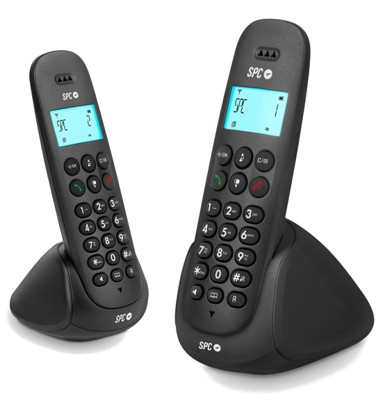 Teléfono Dect Telecom art duo 7312n negro spc telefono pareja con agenda identificador llamadas y manos libres 20 dos tel�fonos inalambrico