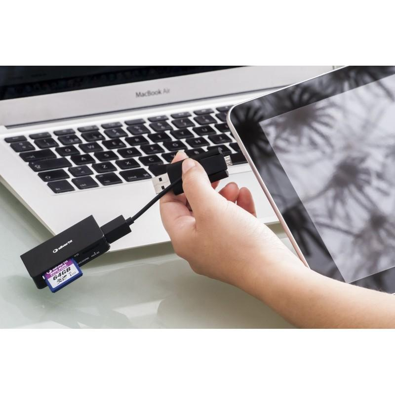 Lector de tarjetas - SilverHT 14014 Micro, USB, Negro