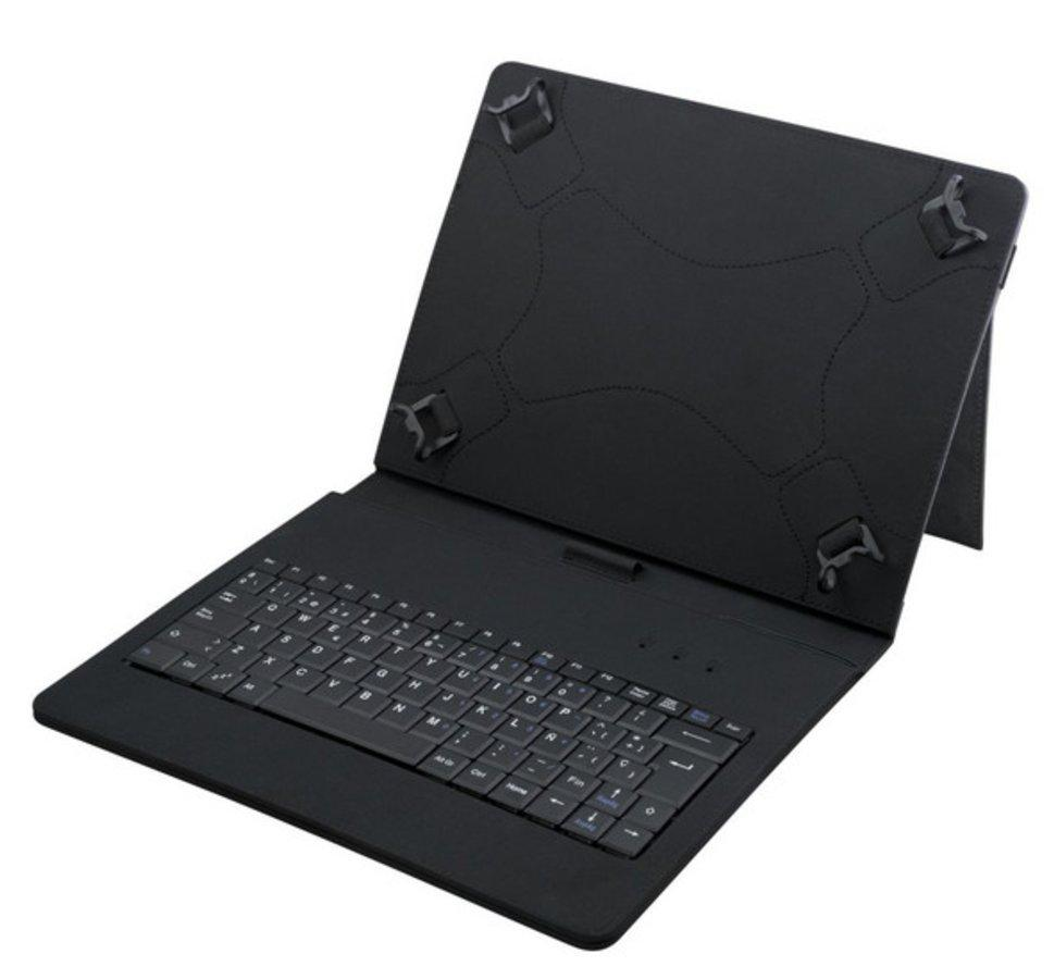 Funda con teclado para tablet de 7-8 pulgadas - E-vitta KeyTab USB, negra, interior aterciopelado