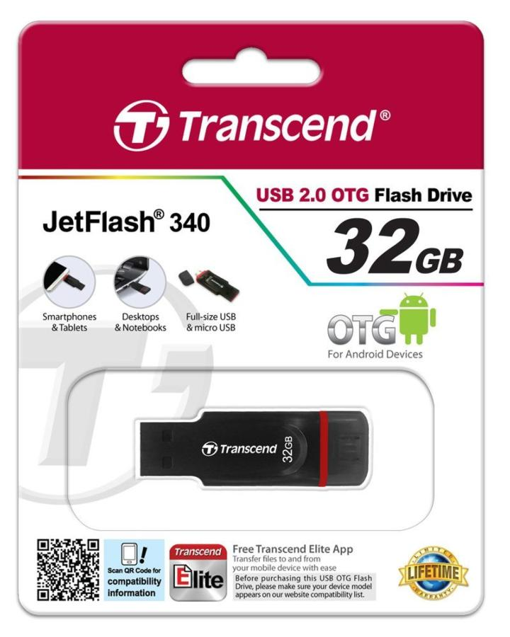 Pendrive de 32GB - Transcend JetFlash 340, USB 2.0, Tipo A
