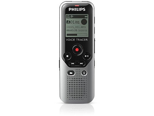 Grabadora de voz - Philips Voice Tracer, 4GB, Ranura micro SD, Hasta 42 horas, Gris