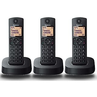 Teléfono - Panasonic KXTGC313SPB, Fijo, Inalámbrico, Trio, LCD, Localizador, Bloqueo de Llamadas, ECO, Negro