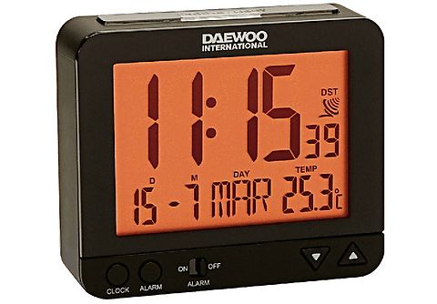 Despertador - Daewoo DCD 200 B, Repetición de alarma, Panel LCD, Negro