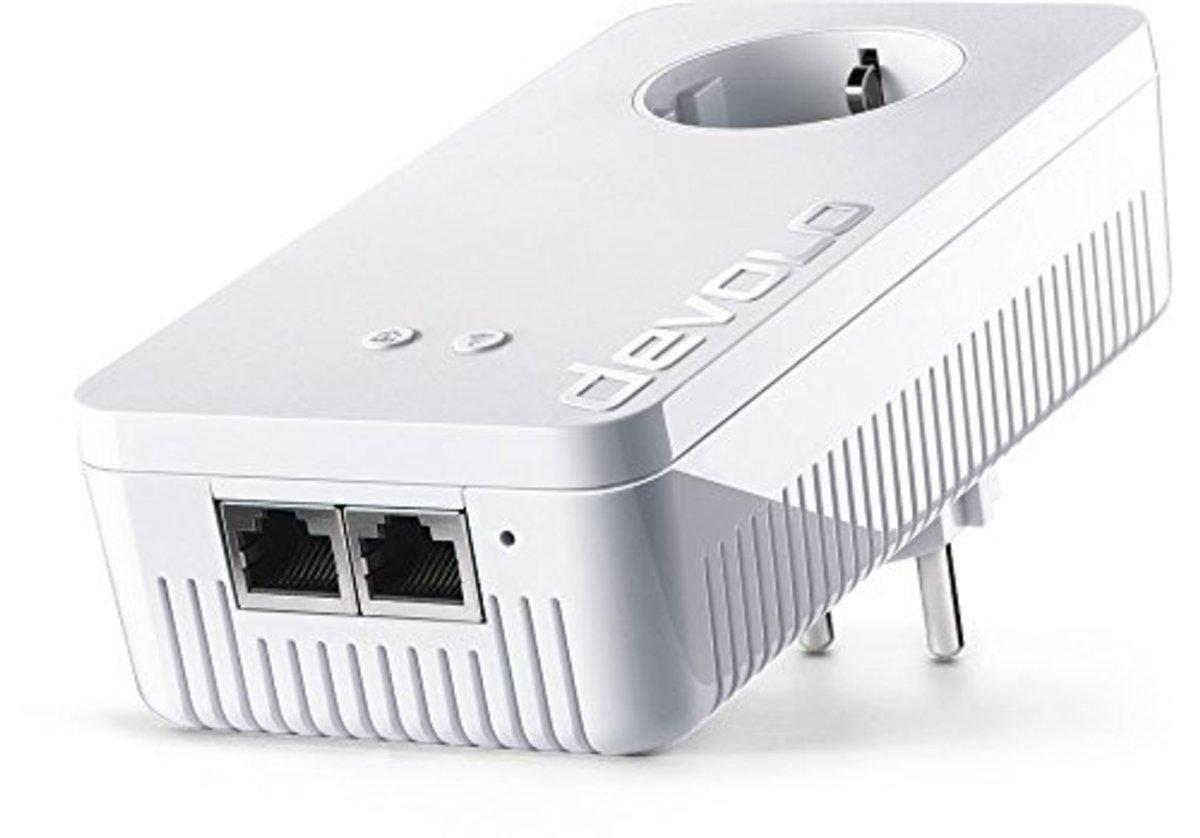 Adaptador PLC - Devolo dLAN 1200+ WiFi AC, hasta 1200 Mbps, enchufe integrado, color blanco