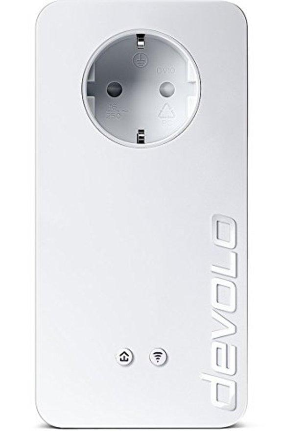 Adaptador PLC - Devolo dLAN 1200+ WiFi AC, hasta 1200 Mbps, enchufe integrado, color blanco
