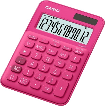 Calculadora - Casio MS-20 UC-RD, Pantalla extra grande, Cálculo de tasas, Rojo