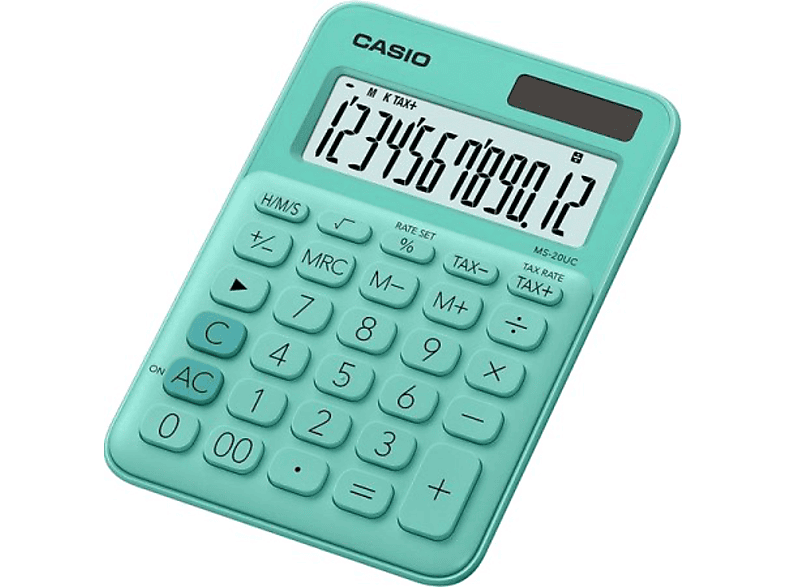 Calculadora - Casio MS-20 UC-GN, Pantalla extra grande, Cálculo de tasas, Verde
