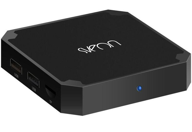 Un dispositivo de transmisión negro con puertos USB y TF, y una pequeña luz azul.