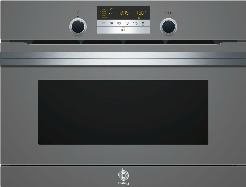 Balay 3ch5656a0 Horno compacto serie cristal con microondas y vapor capacidad 36 litros color gris antracita descongelar auto chef 45cm altura clase 36l 59.4 3100