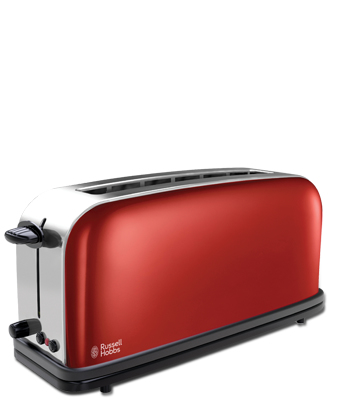 Tostadora - Russell Hobbs Colours Plus+ Rojo, 1 ranura larga, 6 niveles, Descongelado, Rojo