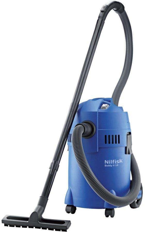 Aspirador sin bolsa - Nilfisk Buddy II 18, Potencia 1200 W, 18 l, 74 dB, De líquidos y solidos, Azul