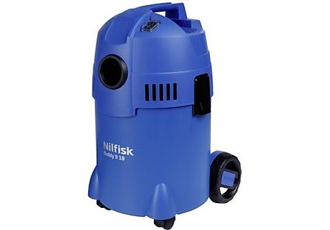 Aspirador sin bolsa - Nilfisk Buddy II 18, Potencia 1200 W, 18 l, 74 dB, De líquidos y solidos, Azul