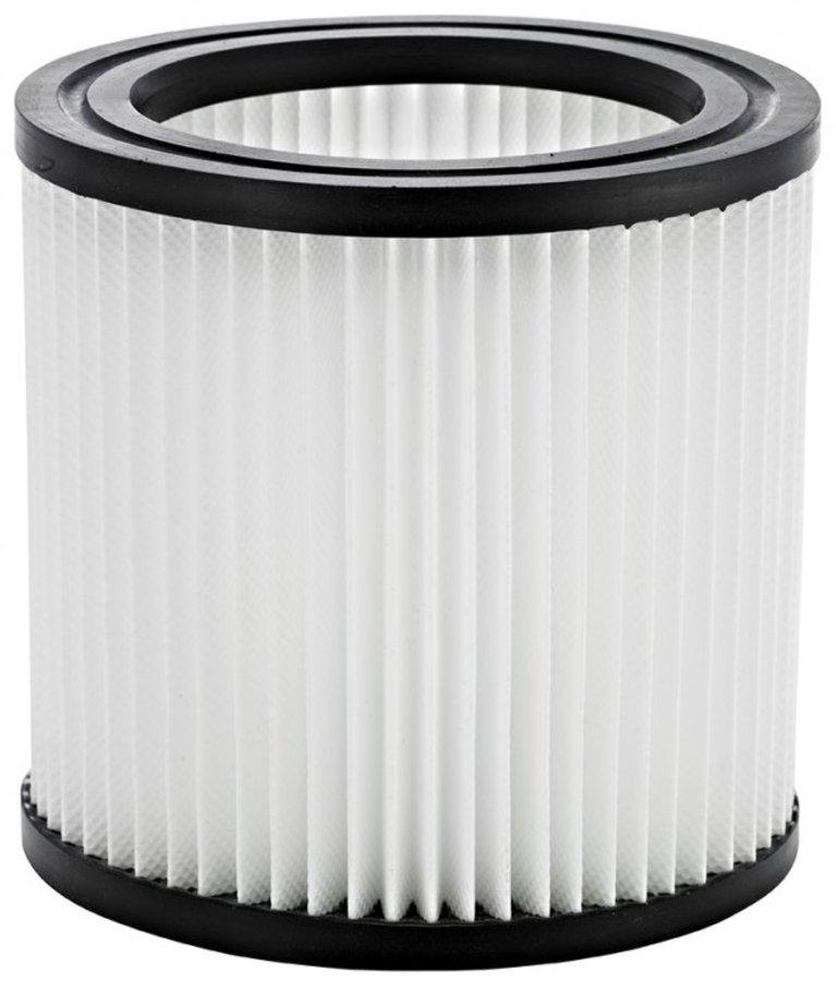 Filtro cilíndrico de vacío con papel blanco plisado y bordes negros.