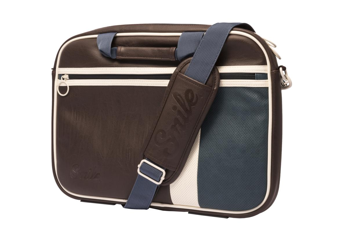 Bandolera - Smile 17205 15.6" Azul, Marrón y Blanco, Maletín para portátil