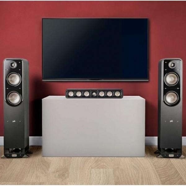 Torre de sonido estéreo - Polk Audio S-55, 200W, 2 vias, Negro