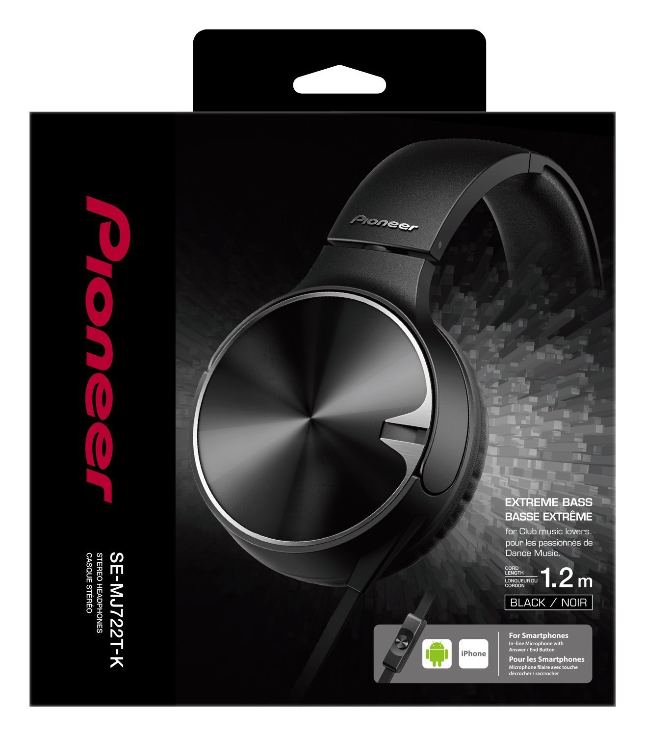 Auriculares Pioneer SE-MJ722T-K, Micrófono integrado, 101dB, Negro