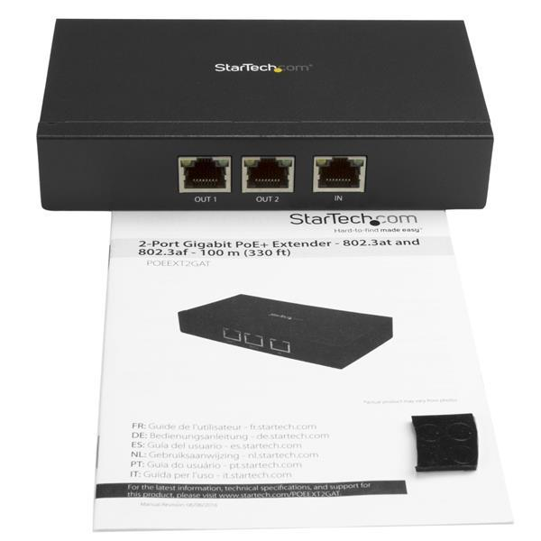 Extensor - StarTech.com POEEXT2GAT Extensor Alargador 2 Puertos Gigabit PoE+ 802.3at af 100m