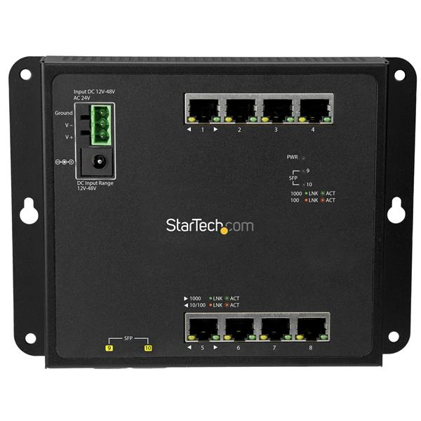 Switch Ethernet - StarTech.com IES101G2SFPW Switch de Red 1Gb Ethernet 8 Puertos RJ45 2 Puertos SFP
