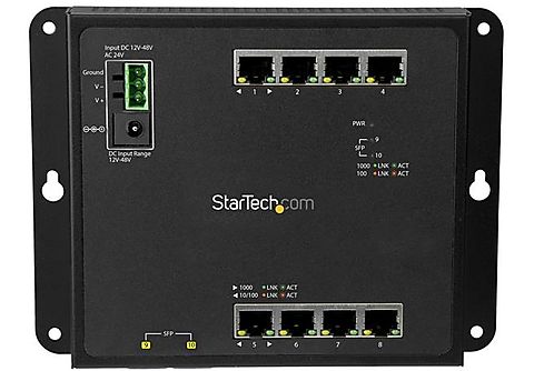 Switch Ethernet - StarTech.com IES101G2SFPW Switch de Red 1Gb Ethernet 8 Puertos RJ45 2 Puertos SFP
