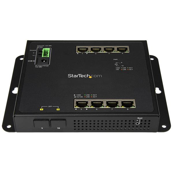 Switch Ethernet - StarTech.com IES101G2SFPW Switch de Red 1Gb Ethernet 8 Puertos RJ45 2 Puertos SFP