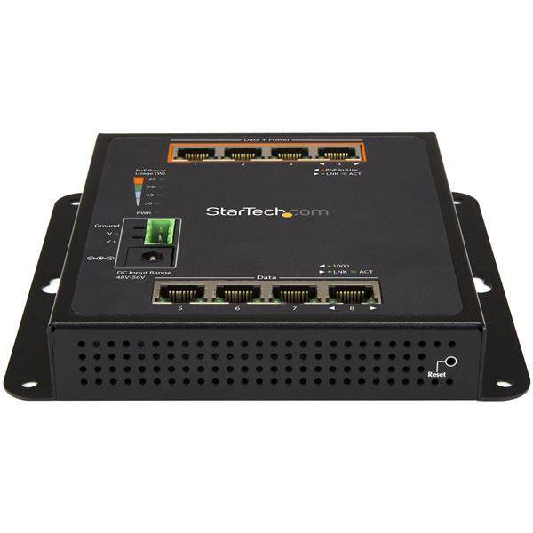 Switch Ethernet - StarTech.com IES81GPOEW Switch Conmutador Red Gigabit Ethernet 8 Puertos 4 PoE+