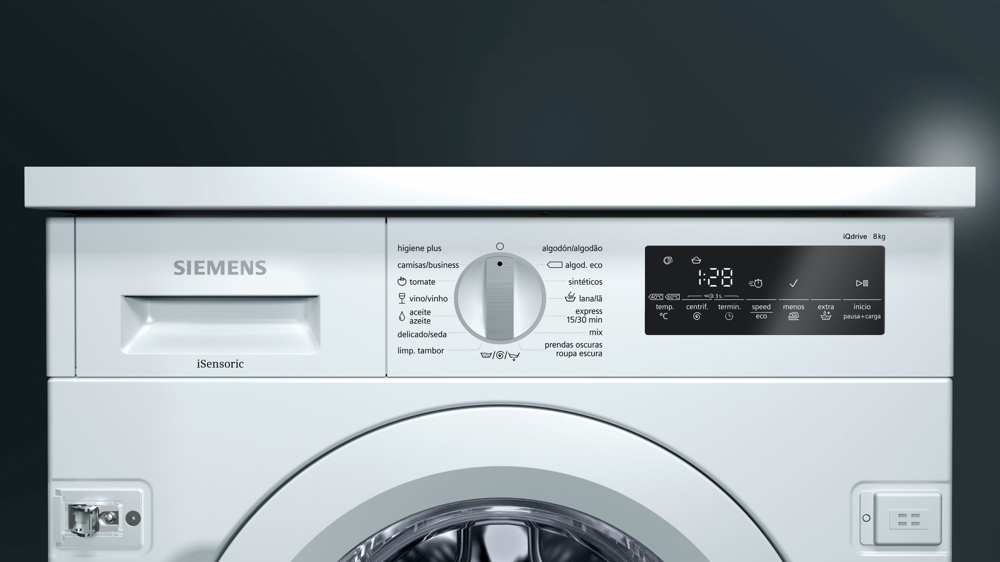 Lavadora integrable - Siemens WI14W540ES, 8 kg, 1400 rpm, Motor iQdrive, A+++ -30%, Blanco
