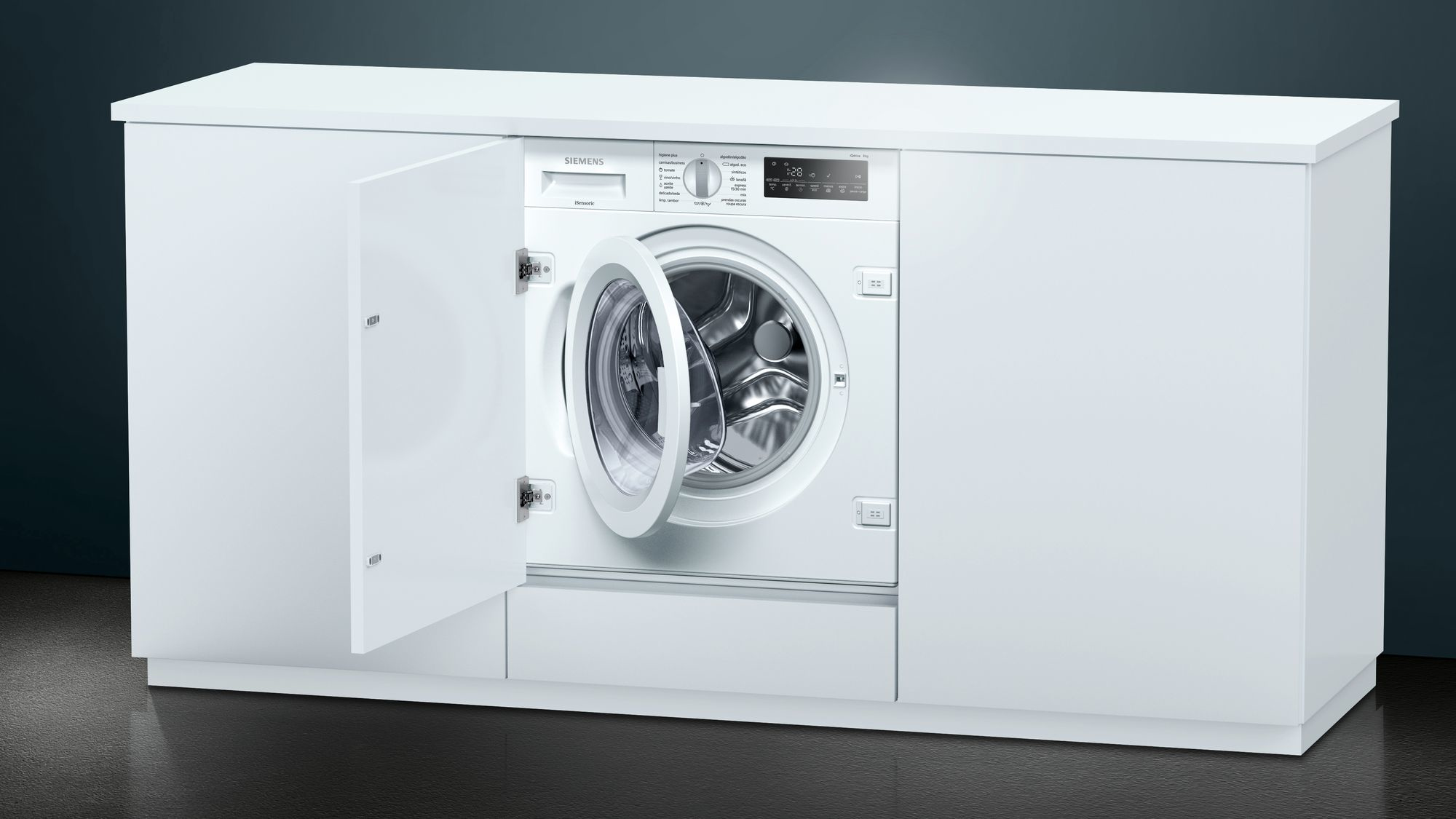 Lavadora integrable - Siemens WI14W540ES, 8 kg, 1400 rpm, Motor iQdrive, A+++ -30%, Blanco