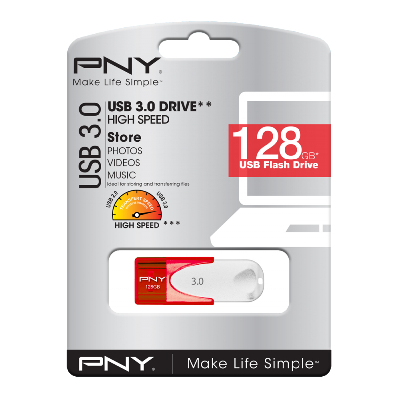 Pendrive de 128GB - PNY Attaché 4, USB 3.0 (3.1 Gen 1), Tipo A