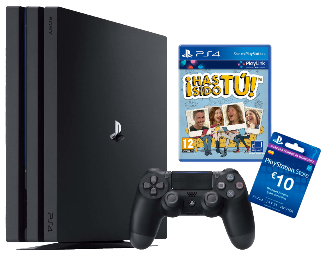 Consola - Sony PS4 Pro 1 TB, Negra + DualShock 4 + ¡Has Sido Tú! + 10 para PlayStation Store