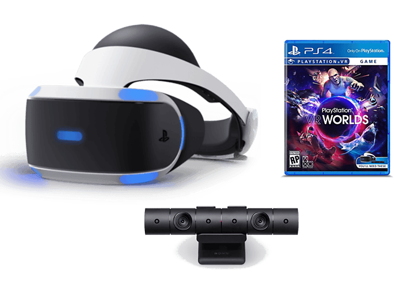 Gafas de realidad virtual  Sony PlayStation VR, Cámara V2 + PS4 VR Worlds  (Descarga), Para PS4