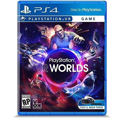 Gafas de Realidad Virtual - Sony PlayStation VR, Cámara V2 + PS4 VR Worlds (Descarga), Para PS4
