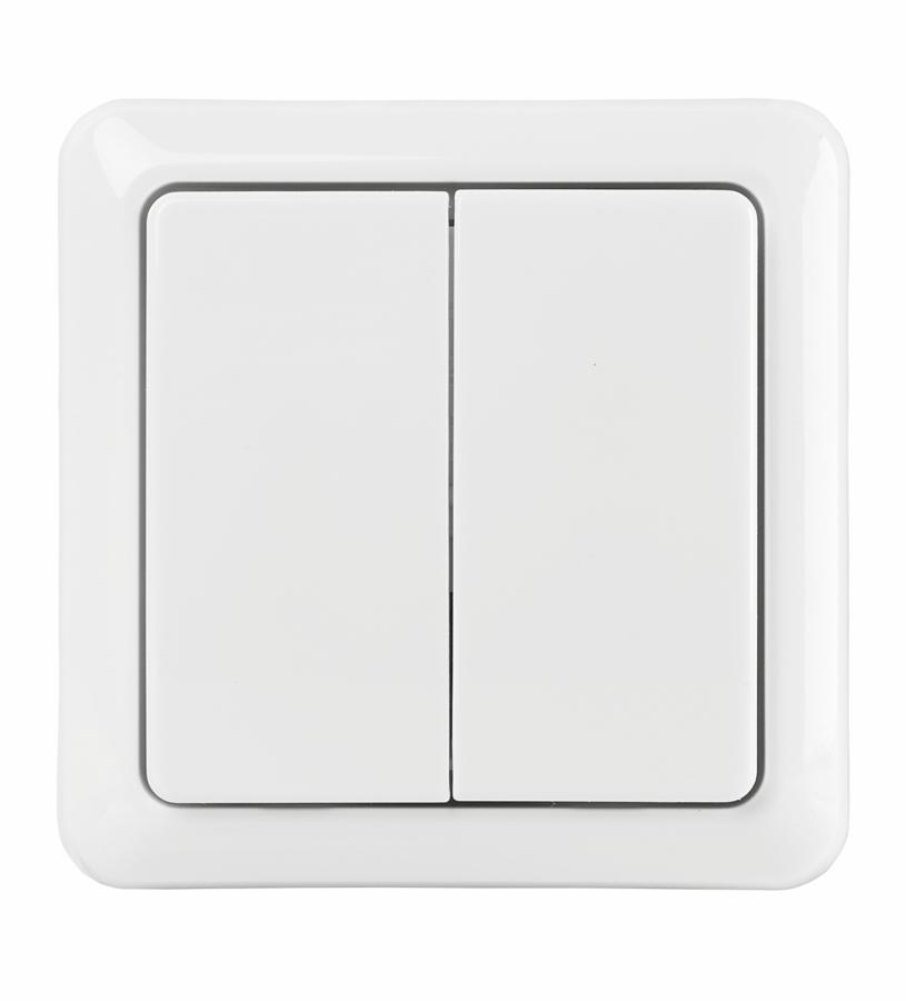 Interruptor inalámbrico - Trust AWST-8802, Doble, Para control inalámbrico de luces, Blanco