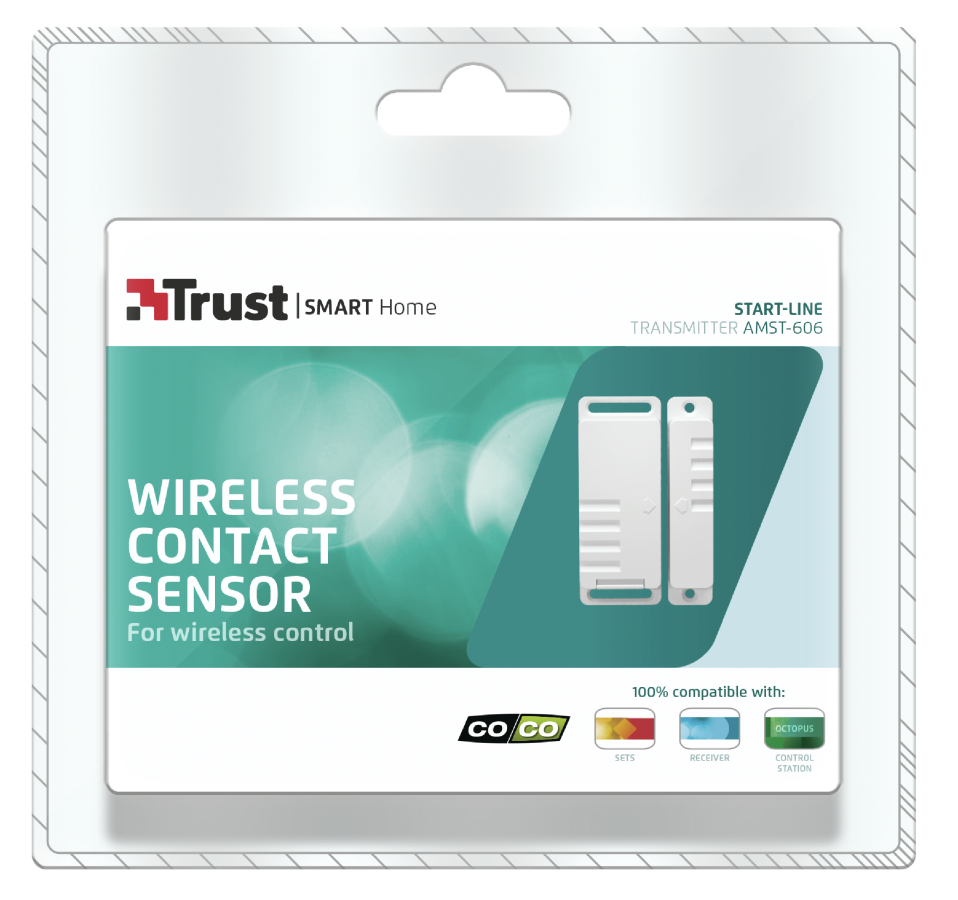 Sensor de contacto inalámbrico - Trust AMST-606, Blanco