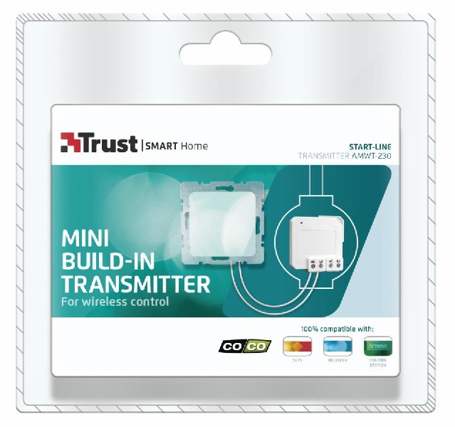 Transmisor mini integrado - Trust AWMT-230, Para lámparas, Blanco, domótica