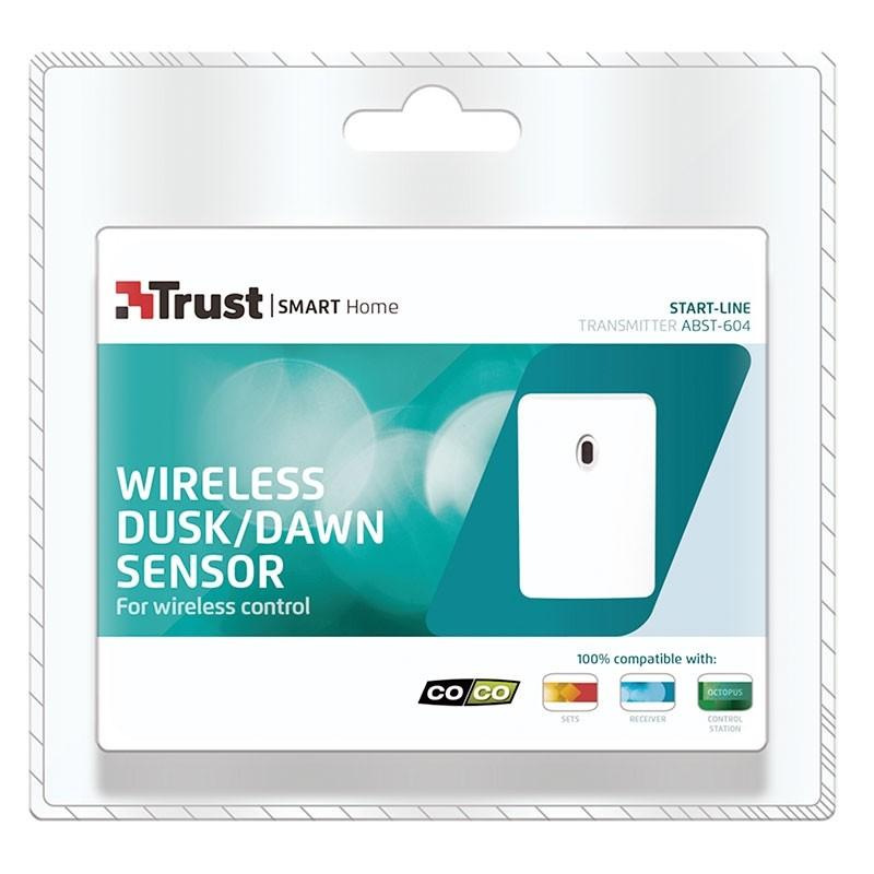 Sensor inalámbrico crepuscular - Trust ABST-604, Amanecer/anochecer, Programable, Blanco, domótica