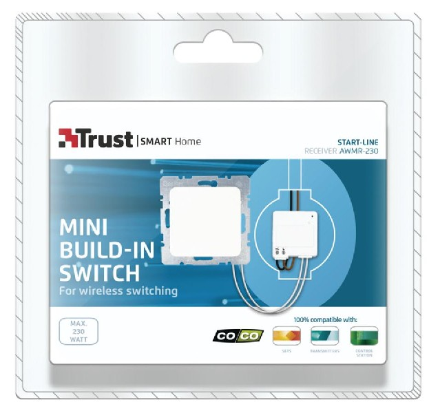 Interruptor inalámbrico - Trust AWMD-230, Atenuador múltiple integrado, Máximo 230W, Blanco, domótic