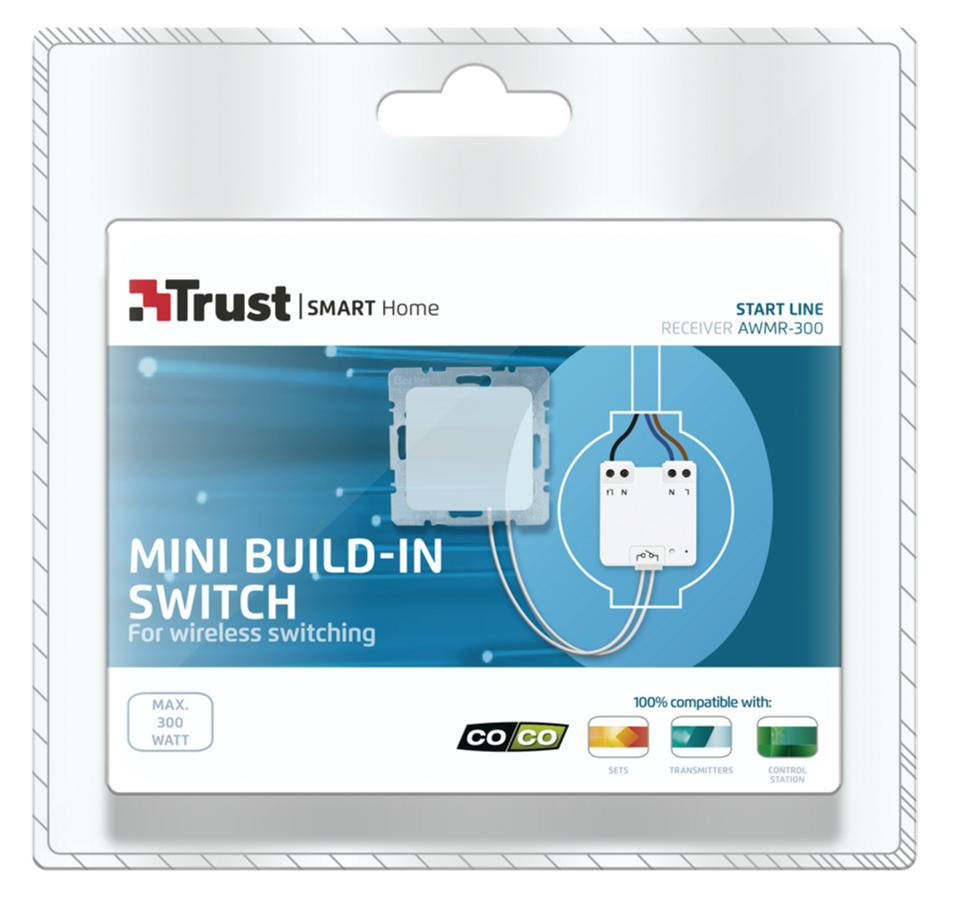 Interruptor inalámbrico - Trust AWMD-300, Atenuador múltiple integrado, Máximo 300W, Blanco